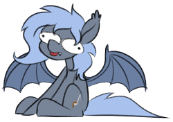 Size: 895x630 | Tagged: safe, artist:acesential, oc, oc only, oc:panne, species:bat pony, species:pony, g4, bat pony oc, blep, female, mare, simple background, sitting, solo, tongue out, transparent background