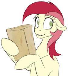 Size: 779x868 | Tagged: safe, artist:acesential, character:roseluck, species:earth pony, species:pony, g4, burrito, female, food, mare, simple background, smiling, solo, white background, wide eyes