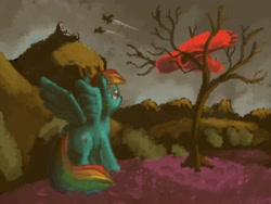 Size: 2400x1800 | Tagged: safe, artist:docwario, character:rainbow dash, clothing, scarf, tree