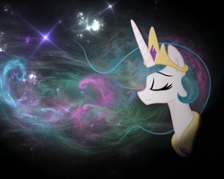 Size: 1280x1024 | Tagged: safe, artist:kp-shadowsquirrel, artist:spier17, character:princess celestia, female, fractal, profile, solo, the cosmos