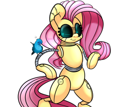 Size: 1166x993 | Tagged: safe, artist:extradan, character:fluttershy, species:pony, bipedal, cyborg, female, flutterbot, solo