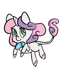 Size: 700x800 | Tagged: source needed, safe, artist:mt, character:sweetie belle, species:classical unicorn, female, leonine tail, solo, unshorn fetlocks