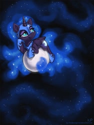 Size: 900x1200 | Tagged: safe, artist:kp-shadowsquirrel, character:nightmare moon, character:princess luna, armor, bored, cute, female, filly, moon, nightmare woon, solo, tangible heavenly object