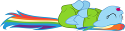 Size: 2321x572 | Tagged: safe, artist:zacatron94, character:rainbow dash, species:pegasus, species:pony, clothing, female, mare, on back, pajamas, simple background, sleeping, solo, transparent background, vector