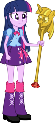 Size: 985x2170 | Tagged: safe, artist:zacatron94, character:twilight sparkle, my little pony:equestria girls, female, simple background, solo, transparent background, twilight scepter, vector