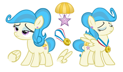 Size: 1705x1000 | Tagged: safe, artist:pixelkitties, oc, oc only, oc:golden parachute, cutie mark background, female, filly, simple background, solo, transparent background, vector