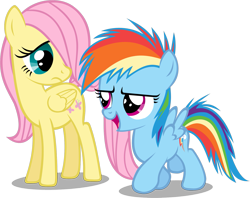 Size: 1515x1198 | Tagged: safe, artist:zacatron94, character:fluttershy, character:rainbow dash, filly, filly fluttershy, filly rainbow dash, simple background, transparent background, vector