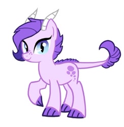Size: 556x569 | Tagged: safe, artist:kianamai, oc, oc only, oc:crystal clarity, parent:rarity, parent:spike, parents:sparity, species:dracony, species:pony, kilalaverse, female, freckles, horns, hybrid, interspecies offspring, mare, next generation, offspring, simple background, solo, white background