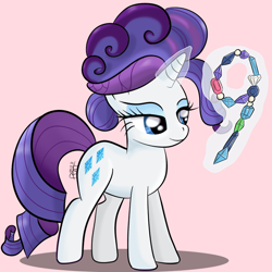Size: 750x750 | Tagged: safe, artist:ratofdrawn, character:rarity, species:pony, species:unicorn, alternate hairstyle, female, gem, magic, mare, solo