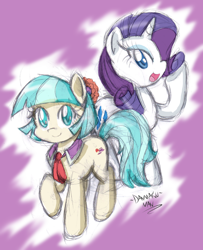 Size: 1056x1303 | Tagged: safe, artist:danmakuman, character:coco pommel, character:rarity, episode:rarity takes manehattan, g4, my little pony: friendship is magic, sketch