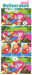 Size: 900x2088 | Tagged: safe, artist:pixelkitties, character:apple bloom, character:big mcintosh, character:crackle, character:derpy hooves, character:gummy, character:pinkie pie, species:dragon, species:earth pony, species:pony, episode:pinkie apple pie, g4, my little pony: friendship is magic, comic, crossover, dejarik, deliverance, floaty, hologram, lifejacket, male, piggie pie, stallion, star wars