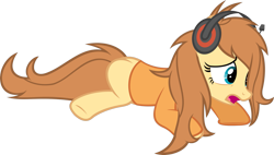 Size: 2943x1675 | Tagged: safe, artist:zacatron94, oc, oc only, oc:cream heart, species:earth pony, species:pony, bed mane, clothing, female, headset, hooves, lying down, mare, morning ponies, open mouth, pajamas, simple background, solo, transparent background, vector