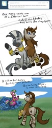Size: 648x1584 | Tagged: safe, artist:hobbes-maxwell, character:zecora, oc, oc:nilla, species:abada, species:pony, species:zebra, ask, ask zecora, bicorn, female, hilarious in hindsight, male, mare, poison joke, stallion, tumblr