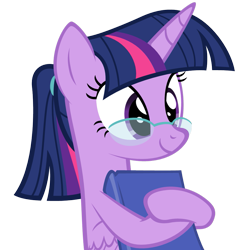Size: 971x972 | Tagged: safe, artist:zacatron94, part of a set, character:twilight sparkle, character:twilight sparkle (alicorn), species:alicorn, species:pony, adorkable, alternate hairstyle, book, cute, dork, female, glasses, mare, nerd pony, ponytail, simple background, solo, transparent background, twilight's professional glasses, vector
