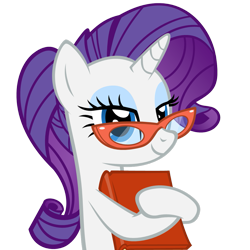 Size: 1073x1073 | Tagged: safe, artist:zacatron94, part of a set, character:rarity, alternate hairstyle, book, female, glasses, nerd pony, ponytail, rarity's glasses, simple background, solo, transparent background, vector