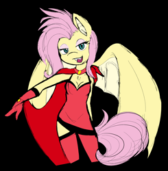 Size: 1920x1956 | Tagged: safe, artist:ambris, character:flutterbat, character:fluttershy, species:anthro, breasts, cleavage, delicious flat chest, female, flattershy, solo