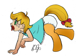 Size: 1500x1110 | Tagged: safe, artist:dj-black-n-white, oc, oc only, oc:cinnamon cider, parent:applejack, satyr, baby, colored, daughter, diaper, female, filly, foal, offspring, solo