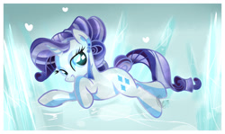 Size: 3249x1933 | Tagged: safe, artist:xwhitedreamsx, character:rarity, species:crystal pony, species:pony, species:unicorn, alternate hairstyle, crystal rarity, crystallized, female, heart, looking at you, mare, solo
