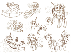 Size: 1000x750 | Tagged: safe, artist:kp-shadowsquirrel, character:applejack, character:fluttershy, character:nightmare moon, character:princess luna, character:rainbow dash, character:twilight sparkle, monochrome, sketch, sketch dump