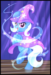 Size: 3100x4600 | Tagged: safe, artist:xwhitedreamsx, character:trixie, species:pony, species:unicorn, female, magic, mare, solo, stage