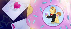 Size: 900x372 | Tagged: safe, artist:pixelkitties, character:donut joe, casino royale, con mane, donut