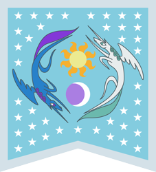 Size: 6000x6600 | Tagged: safe, artist:parclytaxel, character:princess celestia, character:princess luna, episode:hearth's warming eve, g4, my little pony: friendship is magic, .svg available, absurd resolution, equestria, equestrian flag, flag, moon, stars, sun, vector