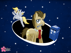 Size: 4180x3136 | Tagged: safe, artist:clouddg, character:derpy hooves, character:doctor whooves, character:time turner, species:pegasus, species:pony, doctor who, female, mare, sonic screwdriver, tardis