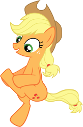 Size: 4006x6132 | Tagged: safe, artist:slb94, character:applejack, species:earth pony, species:pony, episode:just for sidekicks, g4, my little pony: friendship is magic, absurd resolution, female, hooves, mare, rubbing hooves, simple background, sitting, solo, transparent background, vector