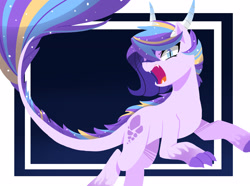 Size: 3500x2600 | Tagged: safe, artist:kianamai, oc, oc only, oc:crystal clarity, parent:rarity, parent:spike, parents:sparity, species:dracony, kilalaverse, hybrid, interspecies offspring, next generation, offspring, rainbow power, rainbow power-ified, solo
