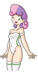 Size: 3000x6000 | Tagged: safe, artist:danmakuman, artist:outlaw-marston, character:sweetie belle, species:human, clothing, female, humanized, older, one-piece swimsuit, solo, swimsuit