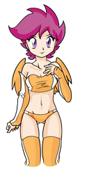 Size: 3000x6000 | Tagged: safe, artist:danmakuman, artist:outlaw-marston, character:scootaloo, species:human, species:pegasus, species:pony, belly button, clothing, female, humanized, simple background, solo, swimsuit, thigh boots, thigh highs, transparent background, underass, vector, winged humanization