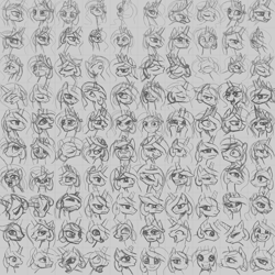 Size: 1000x1000 | Tagged: safe, artist:kp-shadowsquirrel, character:princess celestia, art study, expressions, facial expressions, female, sketch, sketch dump, solo