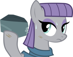 Size: 1726x1348 | Tagged: safe, artist:zacatron94, character:maud pie, episode:simple ways, g4, my little pony: friendship is magic, bite mark, rock, simple background, sweat, transparent background, unamused, vector