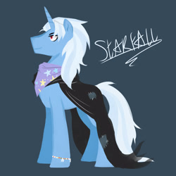 Size: 3000x3000 | Tagged: safe, artist:kianamai, oc, oc only, oc:starfall, parent:trixie, parent:unnamed oc, parents:canon x oc, species:pony, species:unicorn, cape, clothing, male, next generation, offspring, simple background, solo, stallion