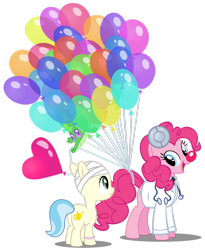 Size: 900x1096 | Tagged: safe, artist:pixelkitties, character:gummy, character:pinkie pie, balloon, bandage, cancer (disease), clown nose, patch adams, robin williams, simple background, transparent background