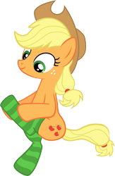 Size: 4010x6132 | Tagged: safe, artist:slb94, character:applejack, episode:just for sidekicks, g4, my little pony: friendship is magic, absurd resolution, clothing, female, simple background, socks, solo, striped socks, transparent background, vector