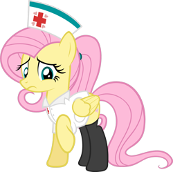 Size: 1416x1410 | Tagged: safe, artist:zacatron94, character:fluttershy, clothing, female, flutternurse, nurse, nurse outfit, sexy, simple background, solo, stockings, thigh highs, transparent background, vector