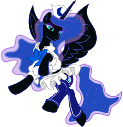 Size: 5000x5182 | Tagged: safe, artist:kamyk962, artist:kp-shadowsquirrel, character:nightmare moon, character:princess luna, absurd resolution, clothing, female, missing accessory, nurse, simple background, smiling, solo, spread wings, stupid sexy nightmare moon, transparent background, uniform, vector, wings