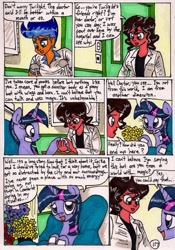 Size: 1379x1966 | Tagged: safe, artist:newyorkx3, character:flash sentry, character:twilight sparkle, character:twilight sparkle (alicorn), species:alicorn, species:human, species:pony, comic:twilight and the big city, comic, female, mare, traditional art