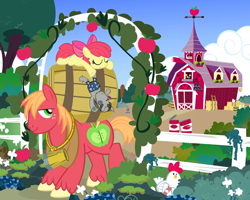 Size: 1000x800 | Tagged: safe, artist:pixelkitties, character:apple bloom, character:big mcintosh, character:smarty pants, species:chicken, species:earth pony, species:pony, male, sleeping, stallion, sweet apple acres