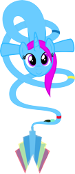 Size: 6400x14674 | Tagged: safe, artist:parclytaxel, oc, oc only, oc:painted melody, species:pony, species:unicorn, .svg available, absurd resolution, art trade, bottle, djinn, genie, genie pony, geniefied, helix, piledriver, ring, simple background, solo, spiral, transparent background, vector