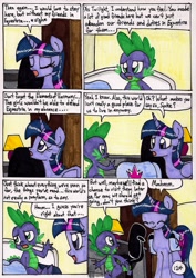 Size: 1397x1976 | Tagged: safe, artist:newyorkx3, character:spike, character:twilight sparkle, character:twilight sparkle (alicorn), species:alicorn, species:pony, comic:twilight and the big city, comic, female, mare, traditional art