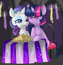 Size: 1280x1305 | Tagged: safe, artist:mt, character:rarity, character:twilight sparkle, character:twilight sparkle (alicorn), species:alicorn, species:pony, ship:rarilight, female, lesbian, mare, shipping, spaghetti