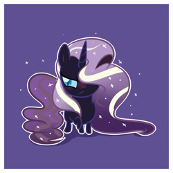 Size: 2100x2100 | Tagged: safe, artist:xwhitedreamsx, character:nightmare rarity, character:rarity, blushing, chibi, cute, embarrassed, female, frown, hair over one eye, nightmare raribetes, raised hoof, simple background, solo, tsundere
