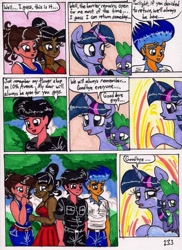 Size: 1400x1919 | Tagged: safe, artist:newyorkx3, character:flash sentry, character:spike, character:twilight sparkle, character:twilight sparkle (alicorn), species:alicorn, species:human, species:pony, comic:twilight and the big city, comic, crying, female, mare, traditional art