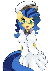 Size: 1280x1785 | Tagged: safe, artist:ambris, oc, oc only, oc:milky way, species:anthro, species:pony, bow tie, clothing, dress, explicit source, female, hat, looking at you, mare, multiple variants, solo