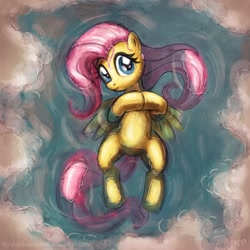 Size: 1000x1000 | Tagged: safe, artist:kp-shadowsquirrel, character:fluttershy, bathing, female, on back, solo, water