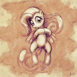 Size: 800x800 | Tagged: safe, artist:kp-shadowsquirrel, character:fluttershy, bathing, female, solo, water