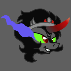 Size: 608x608 | Tagged: safe, artist:skullman777, artist:trollie trollenberg, character:king sombra, avatar, gray background, queen umbra, rule 63, simple background, solo