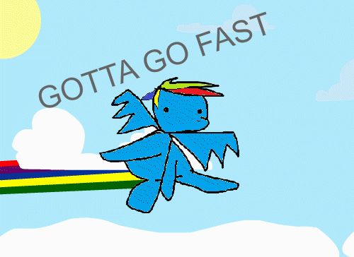 Size: 500x364 | Tagged: safe, artist:extradan, character:rainbow dash, animated, dumb running ponies, female, gotta go fast, solo, stylistic suck